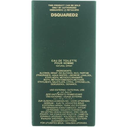 Dsquared2 Green Wood Eau De Toilette Spray 50ml For Men