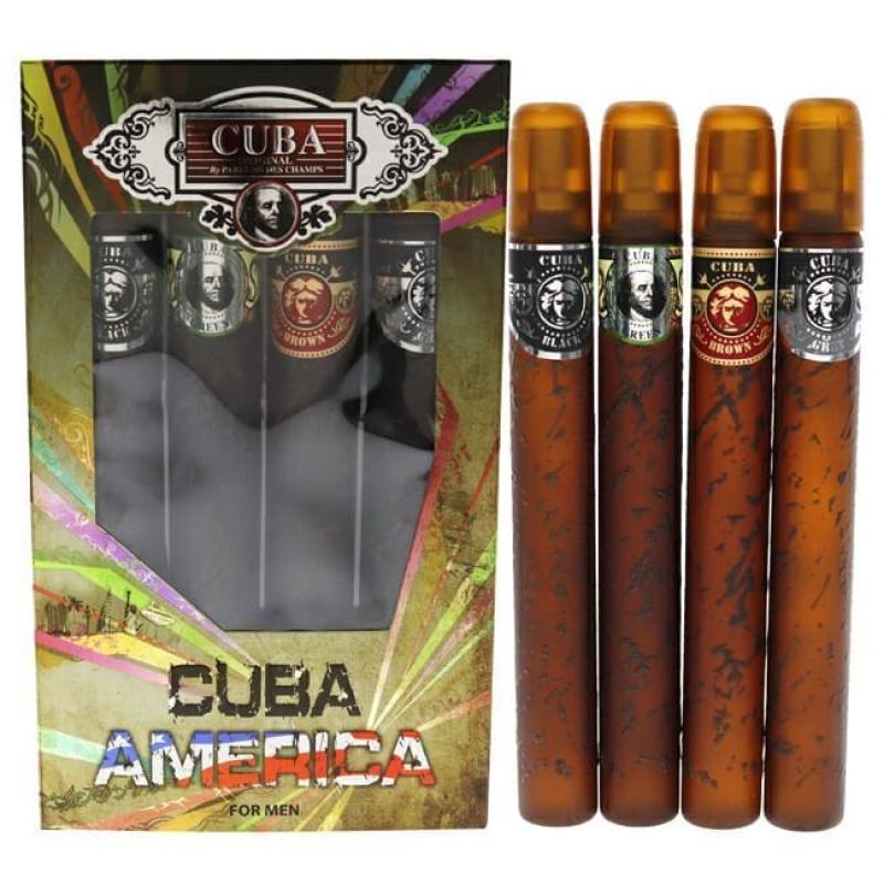Cuba America Set Black, Green, Brown, And Grey Sprays Coffret 35 ml