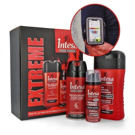Targeted Intesa Homme Extreme Gift Set Deodorant + Shower Gel + Shaving Foam Bracelet pour homme