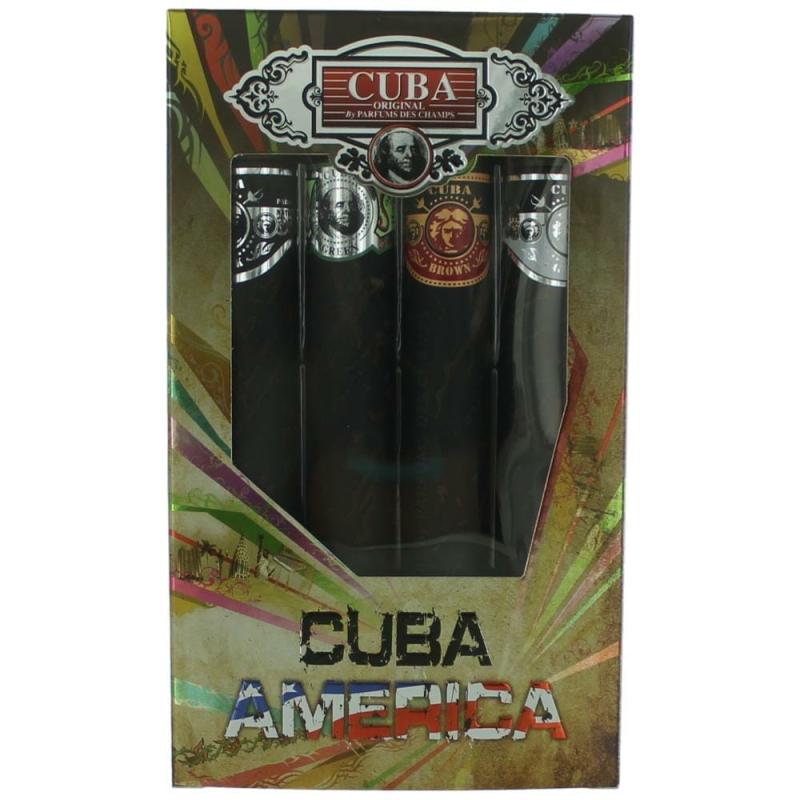 Cuba America Set Black, Green, Brown, And Grey Sprays Coffret 35 ml