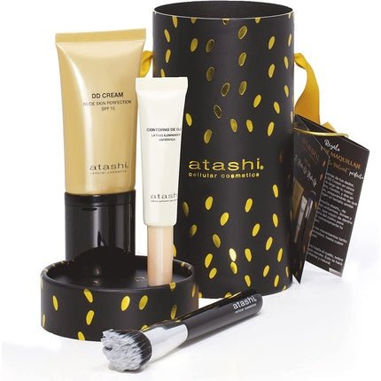 Atashi DD Cream Nude Skin Perfection with SPF15 Medium Tones and Firming Eye Contour Illuminator 50ml + 15ml with Makeup Brush - Maison des fragrances