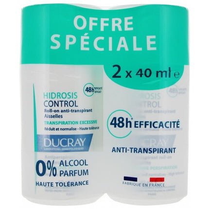Ducray Hidrosis Control Roll-On Anti-Perspirant - Pack of 2 Déodorant (Déo) Mixte 40ml - Maison des fragrances