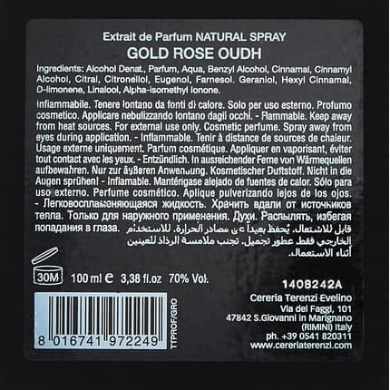 Tiziana Terenzi Gold Rose Oudh Extract De Parfum Unisex Eau de Parfum (EDP) Mixte 100ml