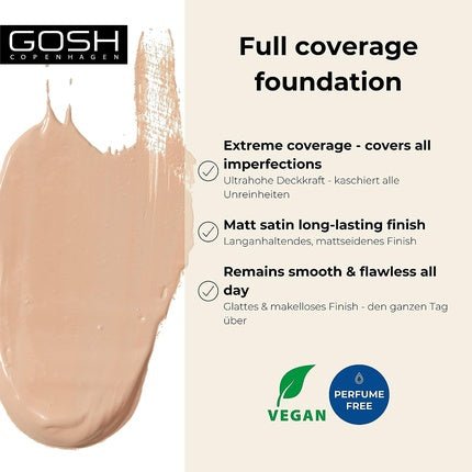 Gosh Dextreme Foundation Full Coverage Concealing Face Foundation 004 Natural 30ml - Maison des fragrances