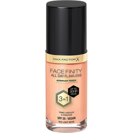 Max Factor Facefinity 3 - in - 1 All Day Flawless Liquid Foundation SPF 20 32 Light Beige 30ml - Maison des fragrances