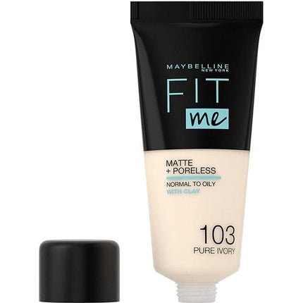 Maybelline Fit Me Foundation Matte and Poreless Full Coverage Blendable for Normal to Oily Skin 30ml 103 Pure Ivory - Maison des fragrances
