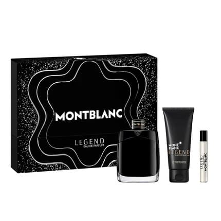 Mont Blanc Legend Eau De Parfum Spray Set - 100ml Spray, 75ml Miniature, 100ml Shower Gel - Maison des fragrances
