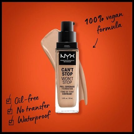 Nyx Can´t Stop Won´t Stop Full Coverage Foundation Medium Olive 30ml - Maison des fragrances