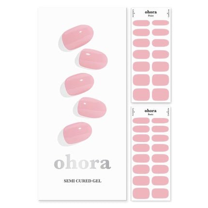 ohora Semi Cured Gel Nail Strips N Cream Pink - Works with Any Nail Lamps Salon - Quality Long Lasting Easy to Apply & Remove Includes 2 Prep Pads Nail File & Wooden Stick - Maison des fragrances