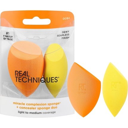 Real Techniques Miracle Complexion Sponge and Concealer Sponge Duo Makeup - Maison des fragrances