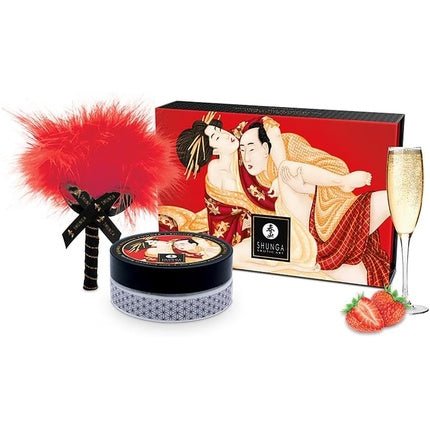 Shunga Kissable Massage Powder Sparkling Strawberry Wine Multicolor One Size - Maison des fragrances