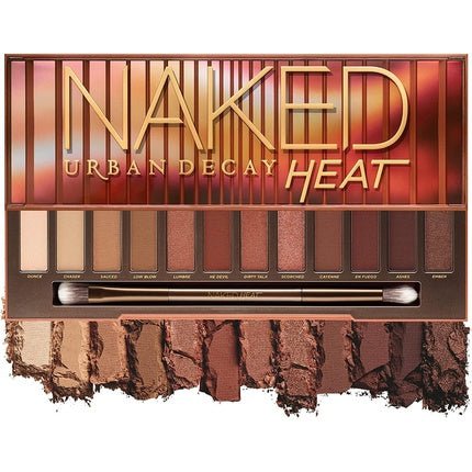 Urban Decay Naked Heat Eyeshadow Palette 12 Fiery Amber Neutral Shades - Ultra - Blendable Rich Colors with Velvety Texture Set Includes Mirror and Double - Ended Makeup Brush - Maison des fragrances