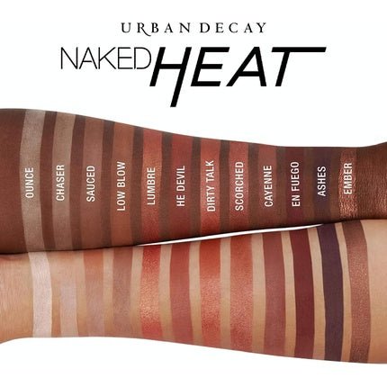 Urban Decay Naked Heat Eyeshadow Palette 12 Fiery Amber Neutral Shades - Ultra - Blendable Rich Colors with Velvety Texture Set Includes Mirror and Double - Ended Makeup Brush - Maison des fragrances