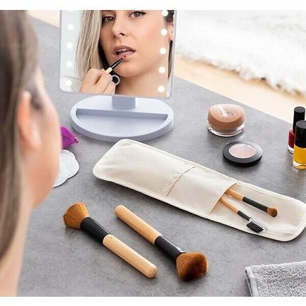 Wooden Makeup Brush Set with Travel Bag InnovaGoods 5 Pieces - Maison des fragrances